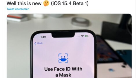 Bildschirm eines Apple iPhones und der Face-ID-Maskenfunktion