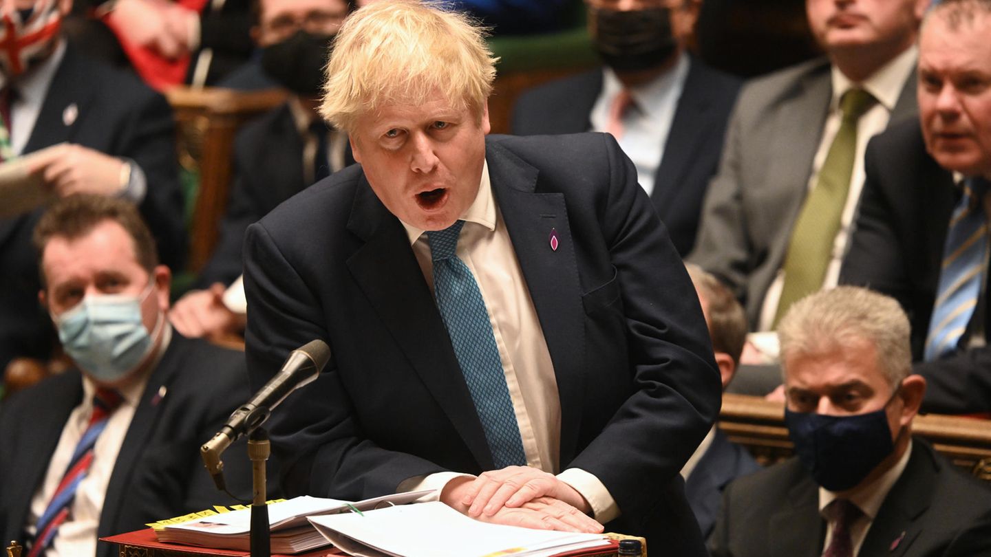 Boris Johnson speaks on the “Partygate” report in Parliament