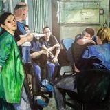 Anfangs sind Simon Surjasentanas Malereien noch realistischer, Gesichter gut erkennbar