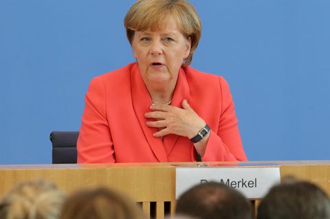 Angela Merkel bei ihrer Sommerpressekonferenz 2015