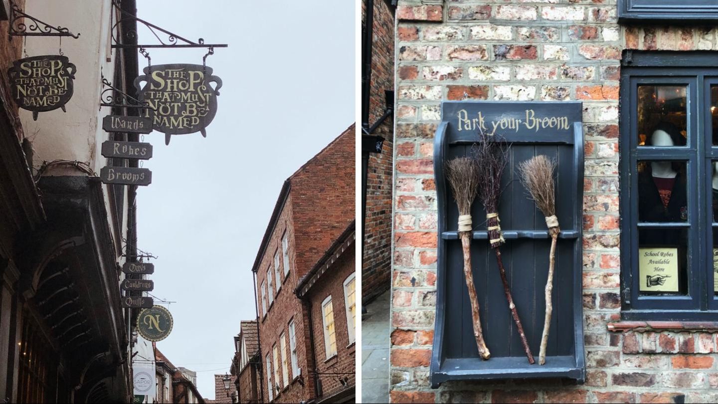 Zum Verwechseln ähnlich: Die kleine Gasse "The Shambles" im englischen York bietet sogar Parkplätze für Besen an.