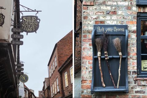 Zum Verwechseln ähnlich: Die kleine Gasse "The Shambles" im englischen York bietet sogar Parkplätze für Besen an.
