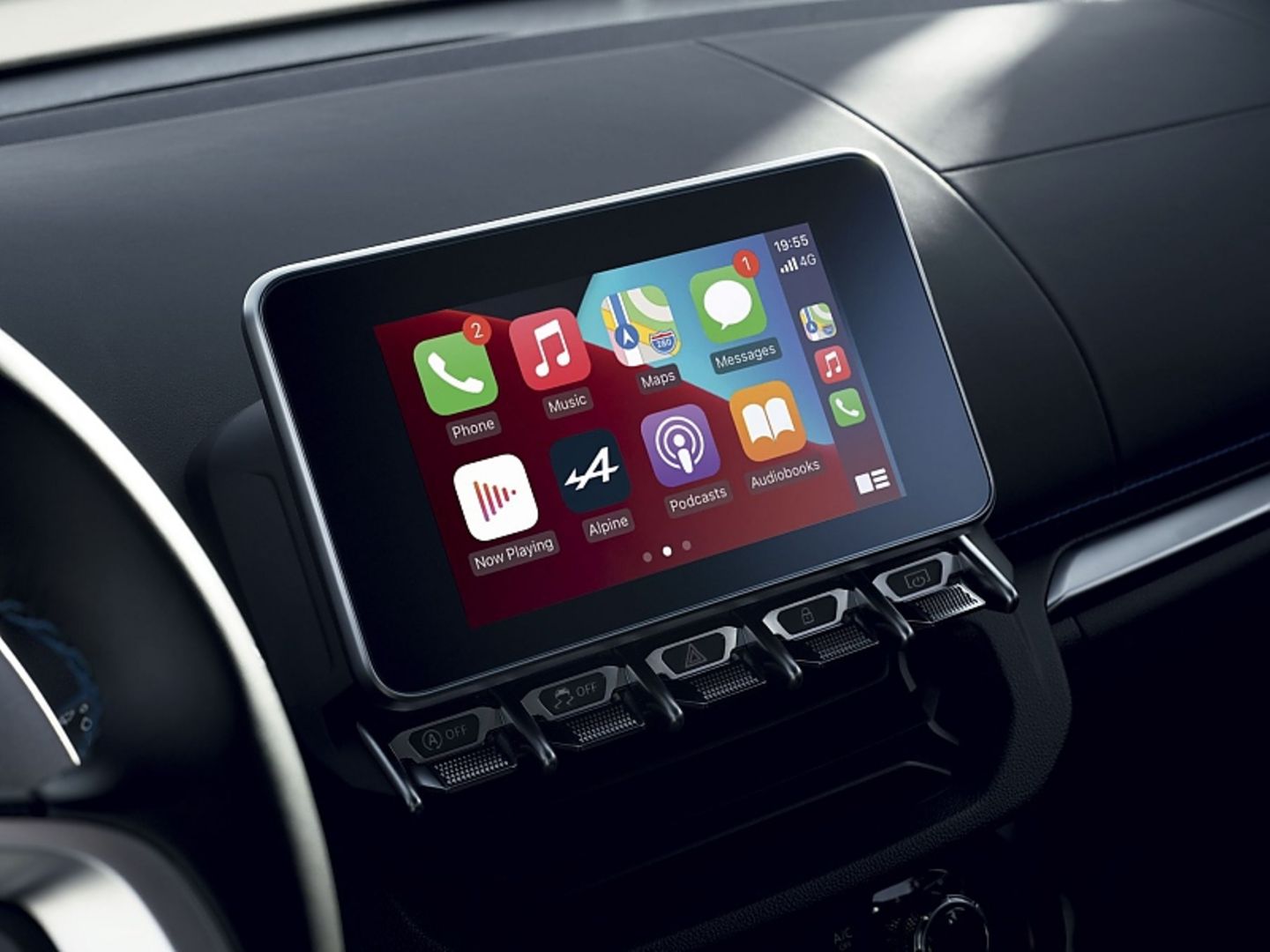 Das Smartphone kann per Apple CarPlay oder Android Auto gespiegelt werden