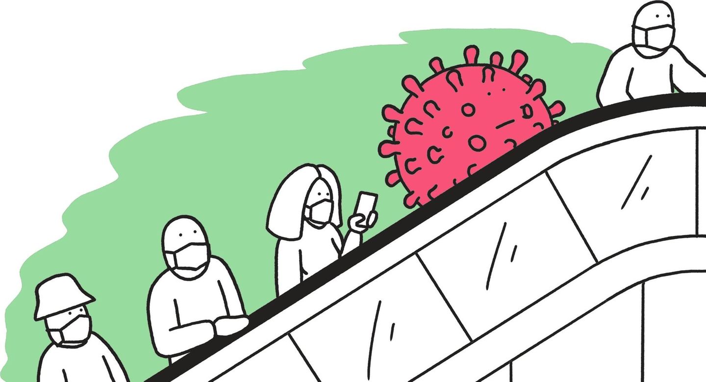 Mit Corona leben lernen (FINAL) >> Illustration, die zeigt, dass Corona unter uns ist