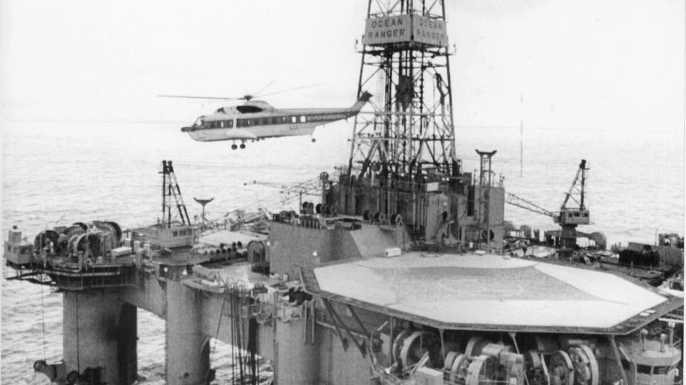 Archivaufnahme der Ölplattform Ocean Ranger im Atlantik