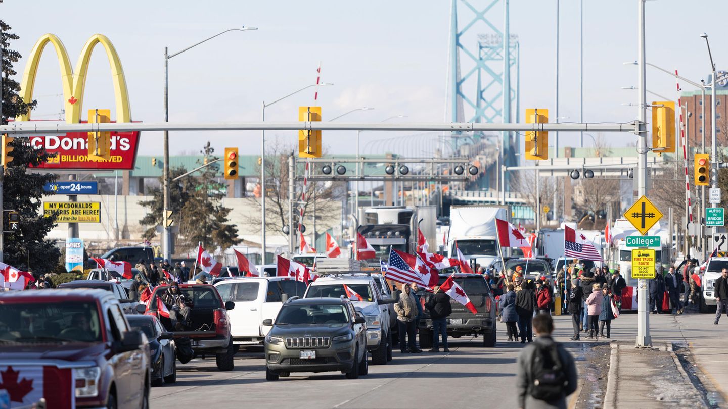 Covid-19-Protest an der US-kanadischen Grenze
