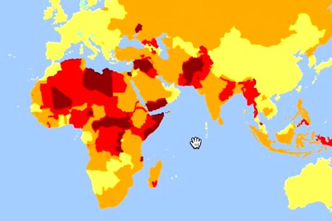 Planung von Urlaub: Karte zeigt die gefährlichsten Länder der Welt