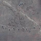 Dieses Maxar-Satellitenbild soll ein Atillerie-Training in Novoozernoye auf der Krim am 9. Februar 2022 zeigen