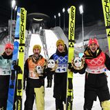 Bronze im Team-Springen (v.l.n.r.): Stephan Leyhe, Markus Eisenbichler, Karl Geiger, Constantin Schmid