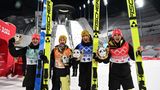 Bronze im Team-Springen (v.l.n.r.): Stephan Leyhe, Markus Eisenbichler, Karl Geiger, Constantin Schmid