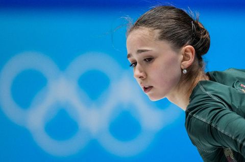 Kamila Walijewa vom Russischen Olympischen Komitee während eines Trainings