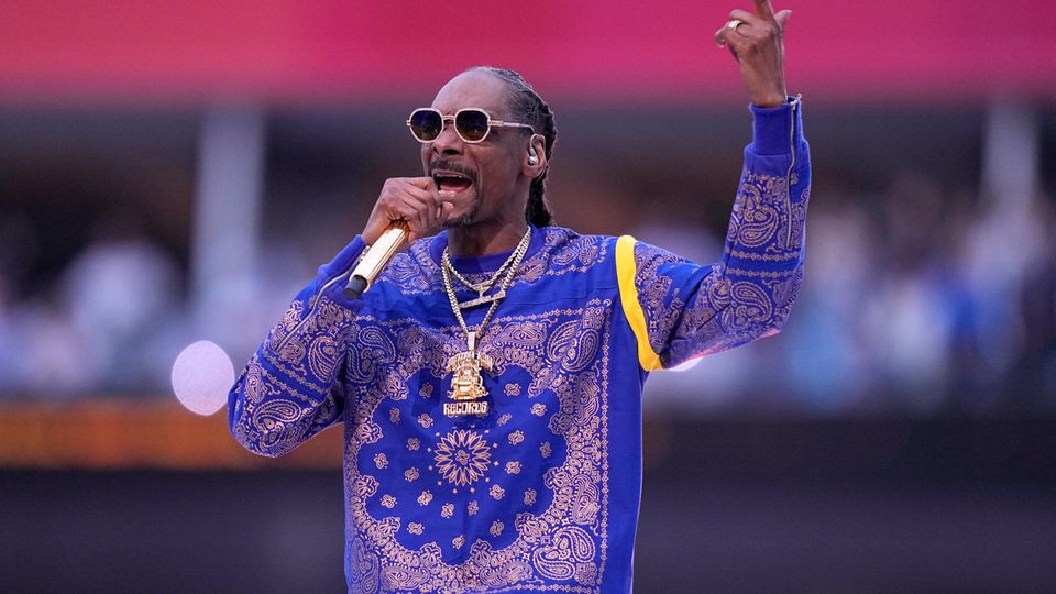 Snoop Dogg beim Auftritt in der Halbzeitpause des Super Bowl