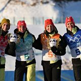Bronze in der Biathlon-Staffel: Vanessa Voigt, Vanessa Hinz, Franziska Preuss and Denise Herrmann (v.l.n.r.)