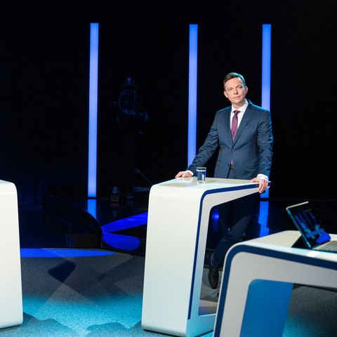 Im TV-Duell: Anke Rehlinger (SPD), stellvertretende Ministerpräsidentin, und Ministerpräsident Tobias Hans (CDU)