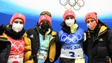 Silber Nordische Kombination Team-Staffel: Manuel Faisst (v.l.n.r.), Julian Schmid, Vinzenz Geiger und Eric Frenzel