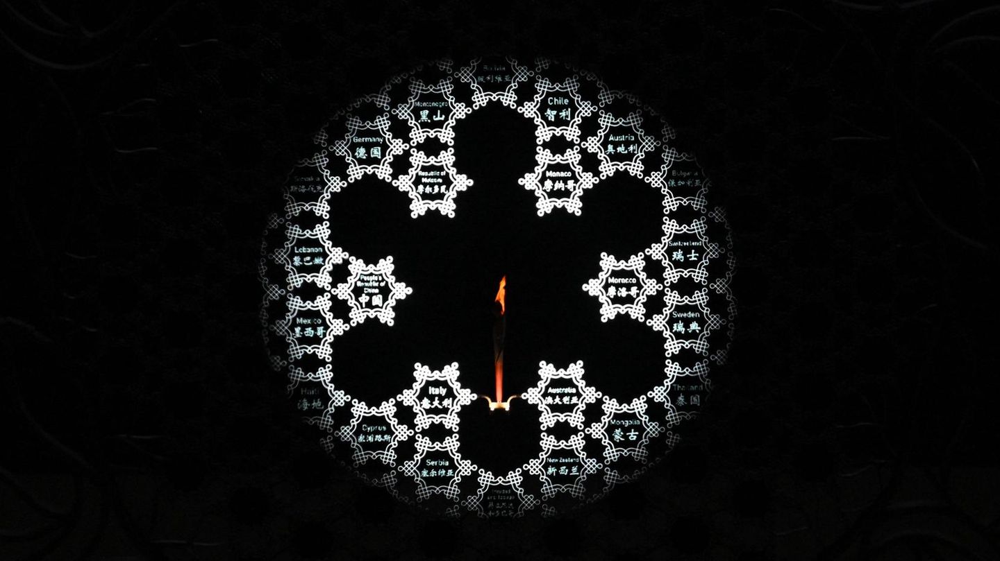 Peking Ende - olympisches Feuer