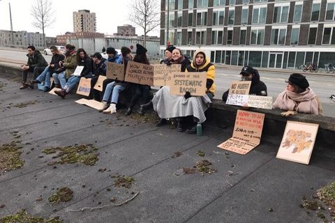 Demonstranten in Kopenhagen, Dänemark