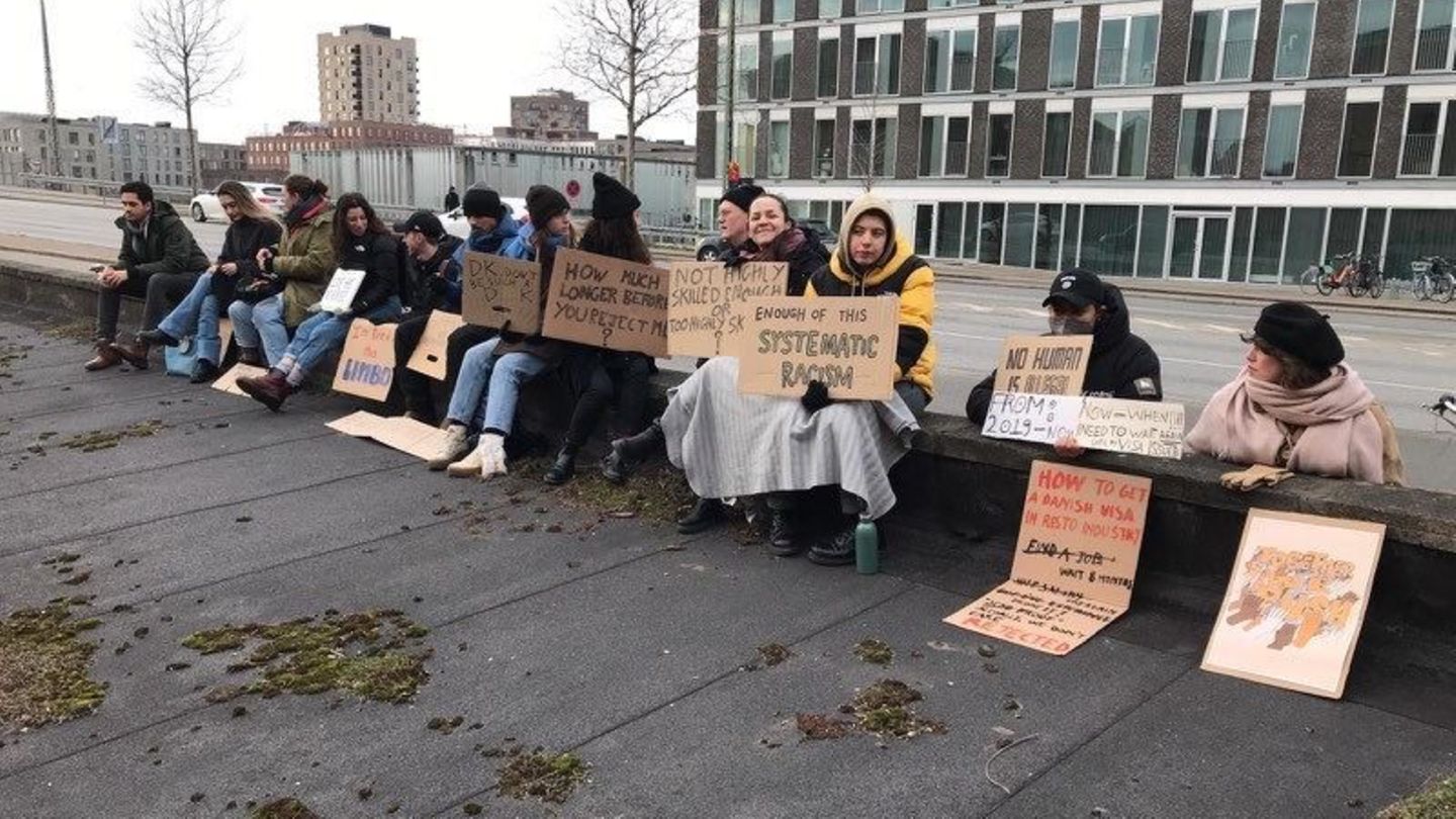 Demonstranten in Kopenhagen, Dänemark