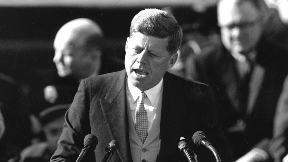 John F. Kennedy am 20. Januar 1961 bei der Rede zu seiner Amtseinführung