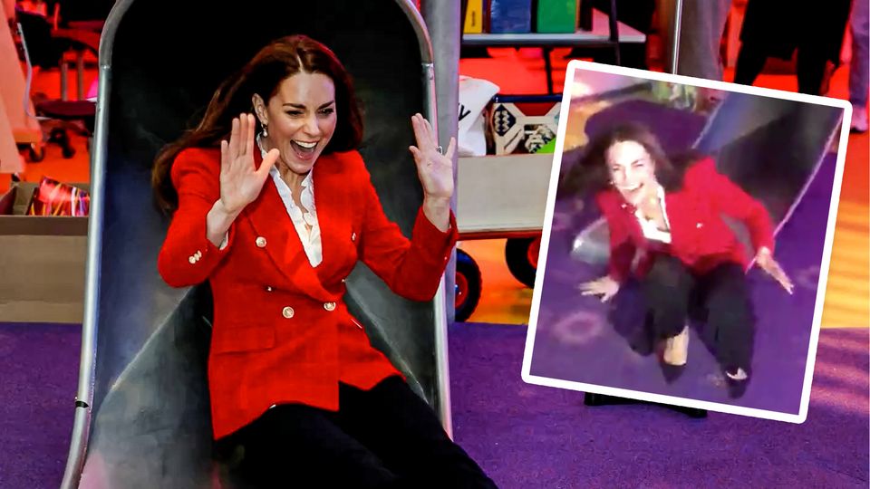 Herzogin Kate rast durch Kinderrutsche und sorgt für ordentlich Gelächter Herzogin Kate rast durch Kinderrutsche und sorgt für ordentlich Gelächter