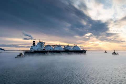 Flüssiggas per Schiff ist eine Alternative zum Pipeline-Gas, dieser LNG-Tanker kommt allerdings aus Russland
