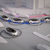 Die autonomen Pkws überwachen ständig die Umgebung