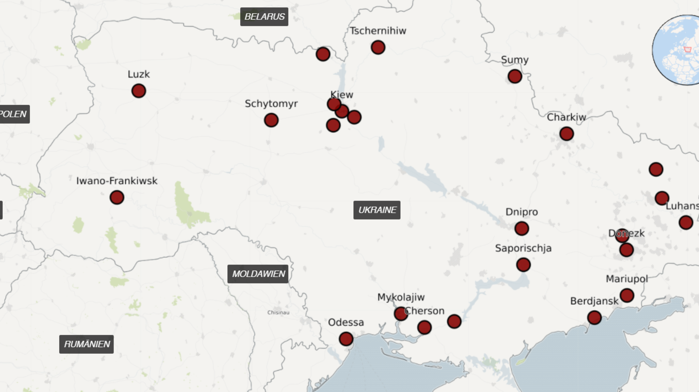 Ukraine: Map shows where previous Russian attacks have been reported
