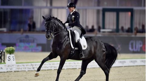 Dressurreiterin Isabell Werth reitet auf einem Pferd