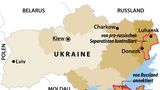Die Karte zeigt die Verteilung russischer Muttersprachler in der Ukraine