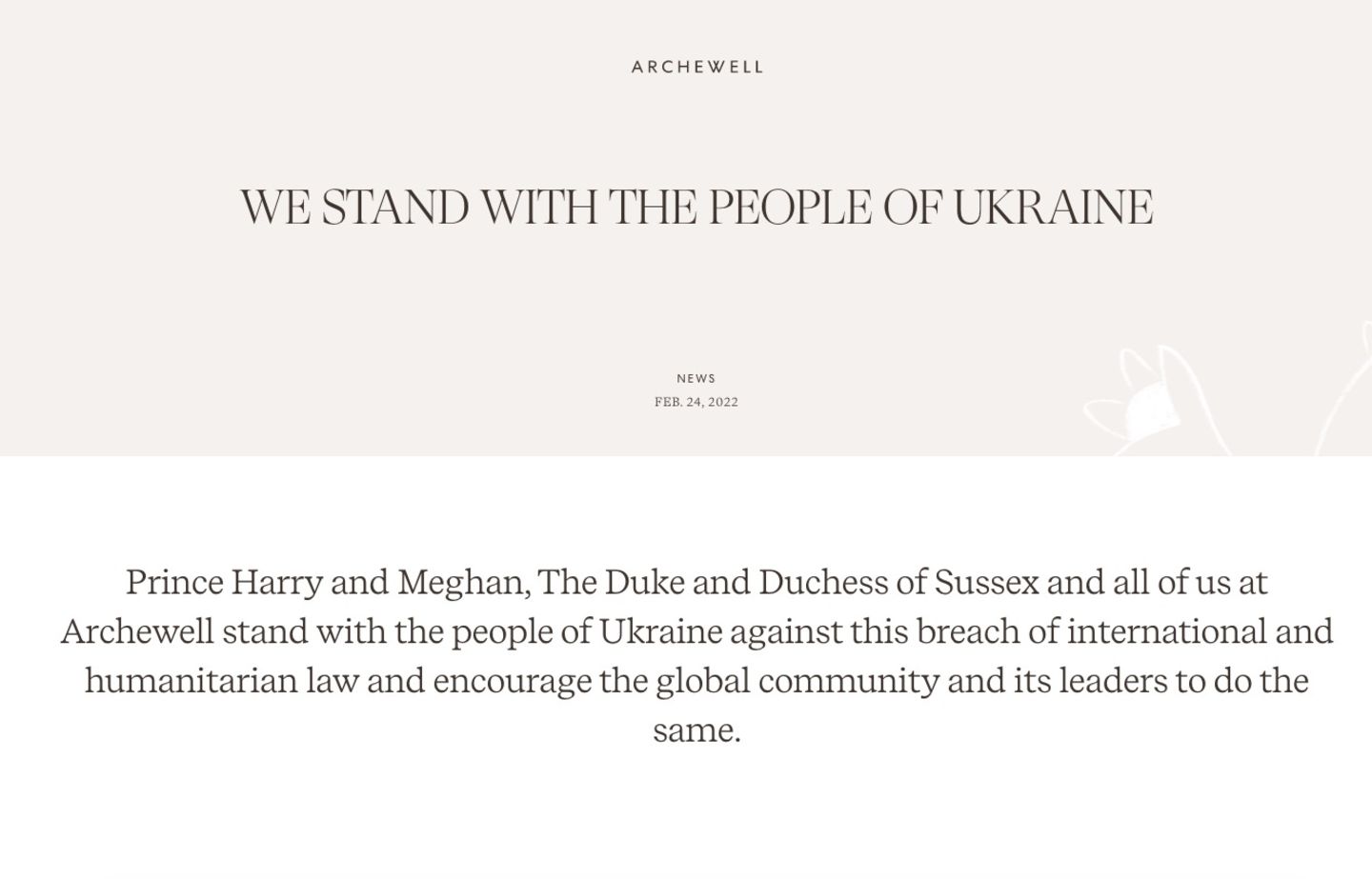 Statement Archewell Prinz Harry und Meghan Statement Archewell Prinz Harry und Meghan