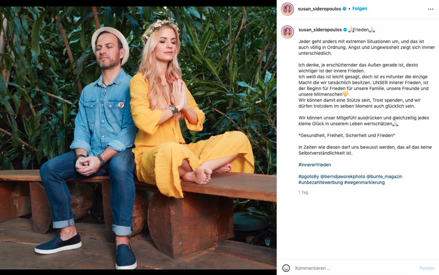 Instagram Posting von Susan Sideropoulos Instagram Posting von Susan Sideropoulos
