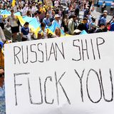 Die Demonstranten in der südaustralischen Stadt Melbourne hatten eine klare Botschaft an den russischen Agressor.