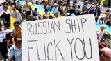 Die Demonstranten in der südaustralischen Stadt Melbourne hatten eine klare Botschaft an den russischen Agressor.