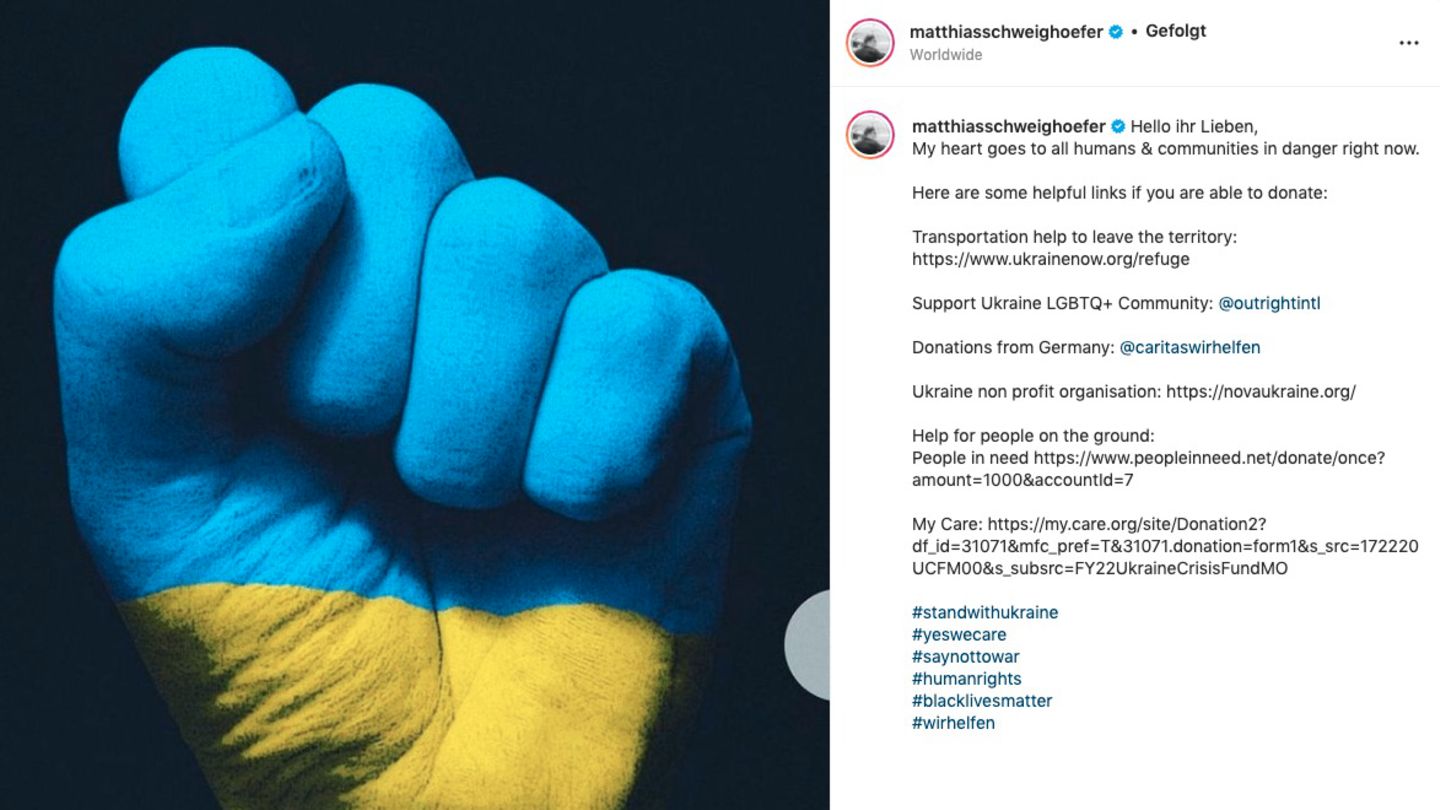 Instagram-Posting Matthias Schweighöfer Ukraine Instagram-Posting Matthias Schweighöfer Ukraine