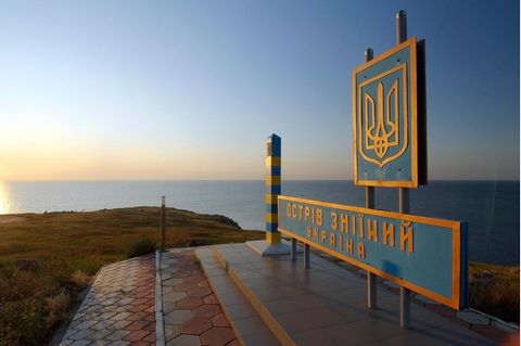 Grenzmarkierung an der Schlangeninsel, die zur Ukraine gehört