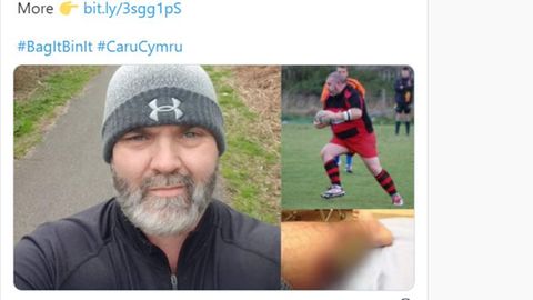 Ein Foto eines Mannes mit Bart, eine Rugby-Spielers und einer Wade auf Twitter