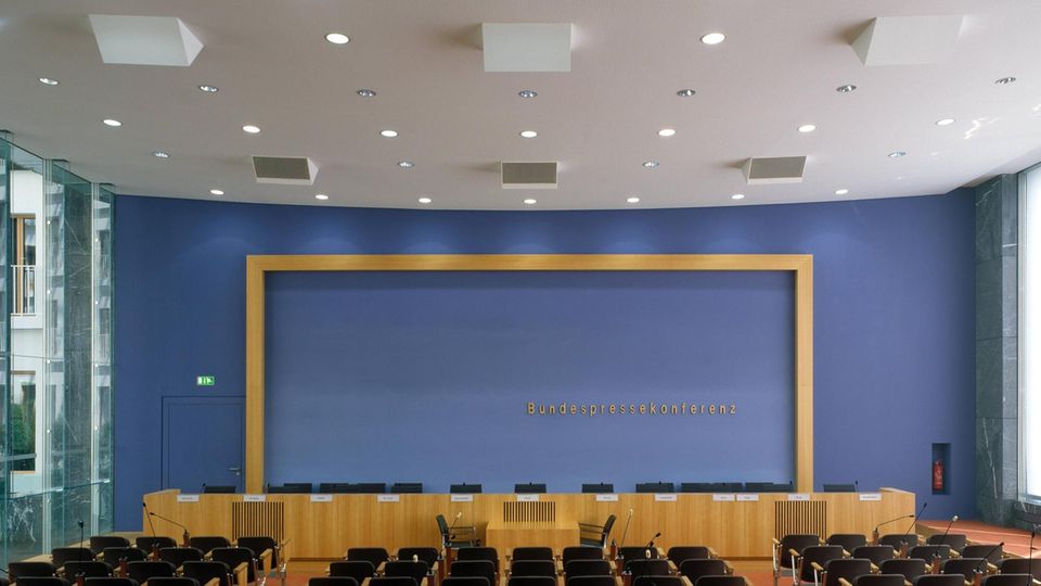 Der Saal der Bundespressekonferenz in Berlin