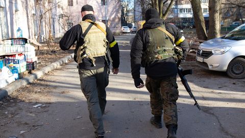 Freiwillige Kämpfer in der ukrainischen Hauptstadt Kiew
