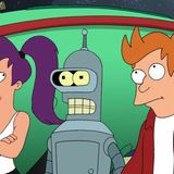 Die drei Futurama-Stars Leela, Bender und Fry