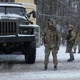 Gesicher Krieg - Ukrainische Soldaten russischer Lkw