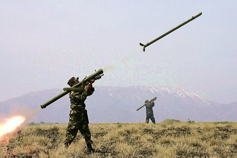 Abschuss einer Strela-Luftabwehrrakete bei einer Übung