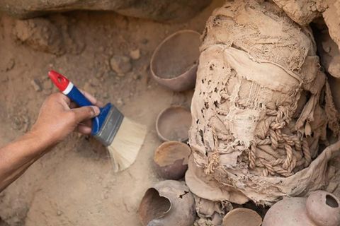 Archäologische Ausgrabungsarbeiten nahe Lima, Peru
