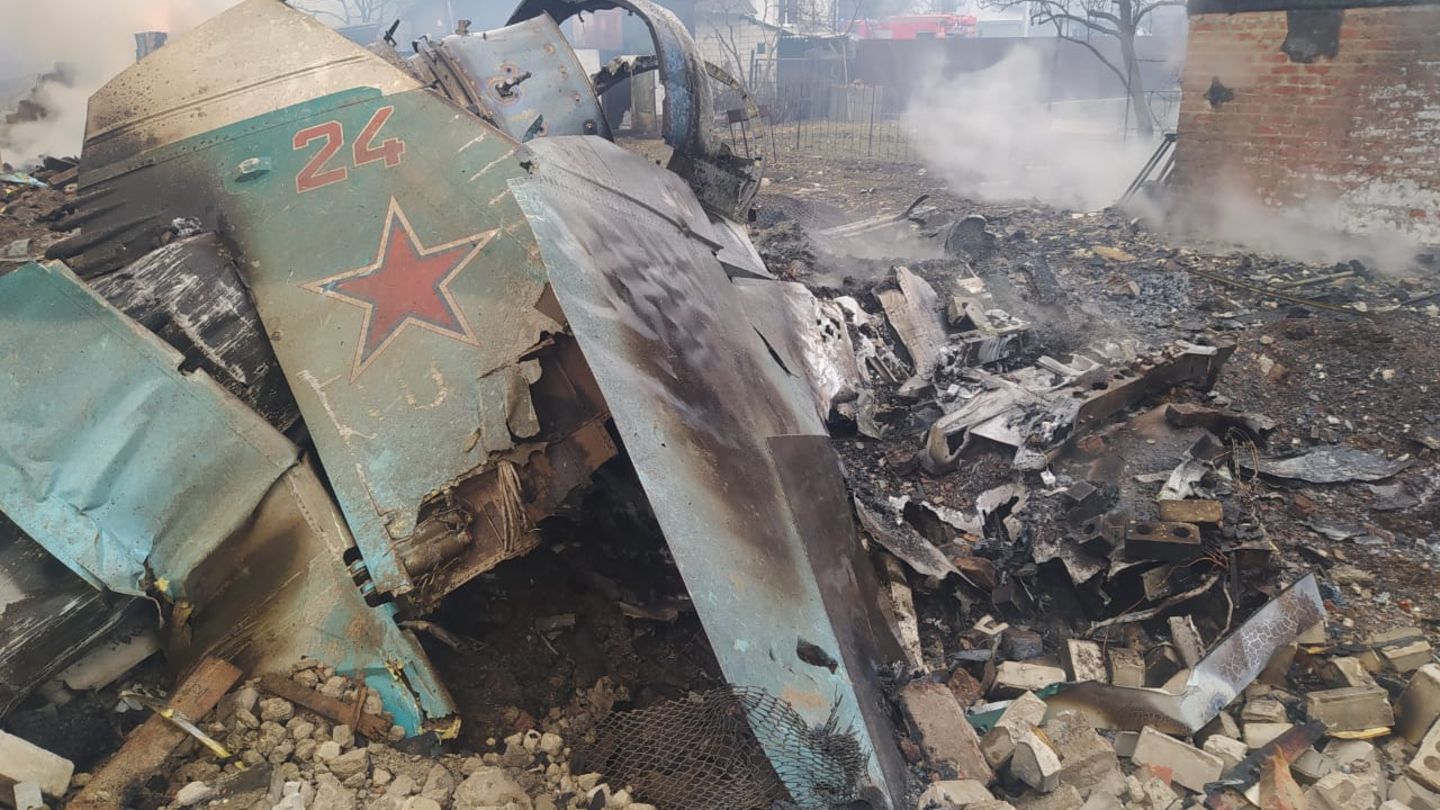 Abgeschossene SU 30 in der Ukraine.