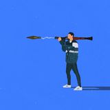 Ein Bewohner aus der Region Poltava feuert mit schwerem Geschütz auf russische Militär-Gerätschaften.