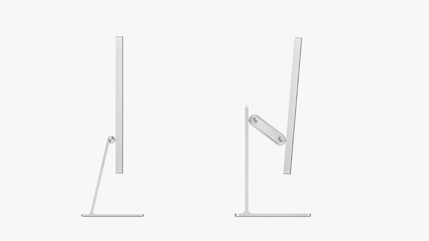 "Peek Performance": Anders als der iMac gibt es einen zweiten Standfuß als Accessoire. Er erlaubt eine noch präzisere Positionierung.