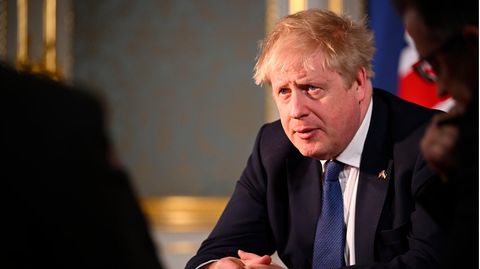 Premierminister Boris Johnson in einer Stellungsnahme zum Ukraine-Krieg