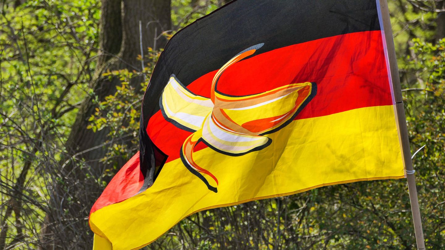 Verunglimpfung: Das Zeigen der hier zu sehenden schwarz-rot-goldenen Bananenflagge ist verboten