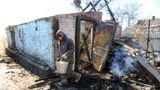 zerstörtes Gebäude in Donezk nach einem Bombenangriff