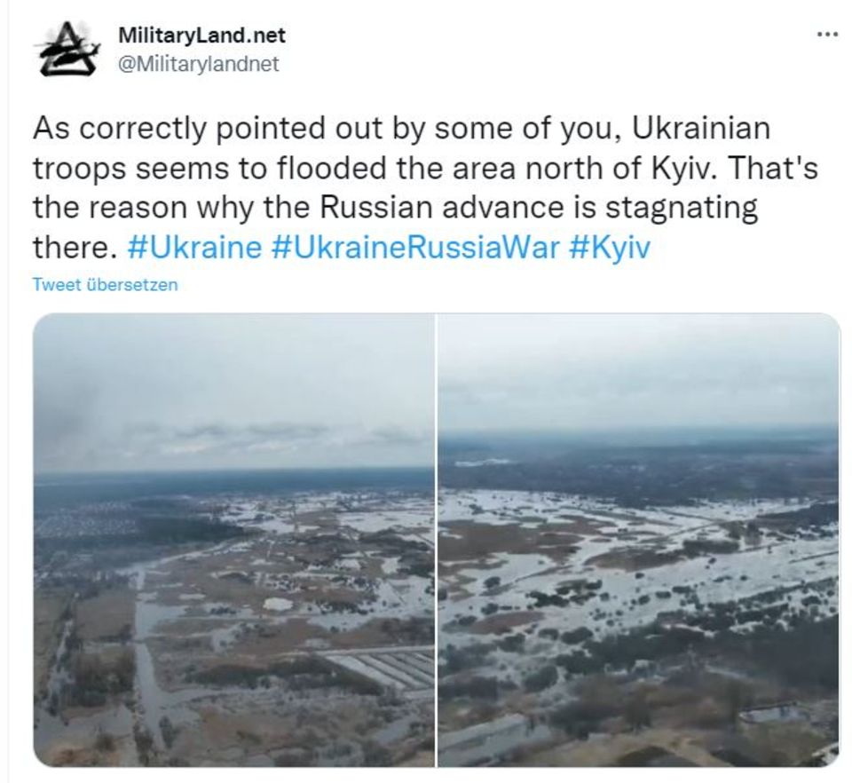 Hydraulische Kriegsführung: Geflutete Felder bei Kiew: Hält die Ukraine den russischen Vorstoß mit Wasserbarrieren auf? Hydraulische Kriegsführung: Geflutete Felder bei Kiew: Hält die Ukraine den russischen Vorstoß mit Wasserbarrieren auf?