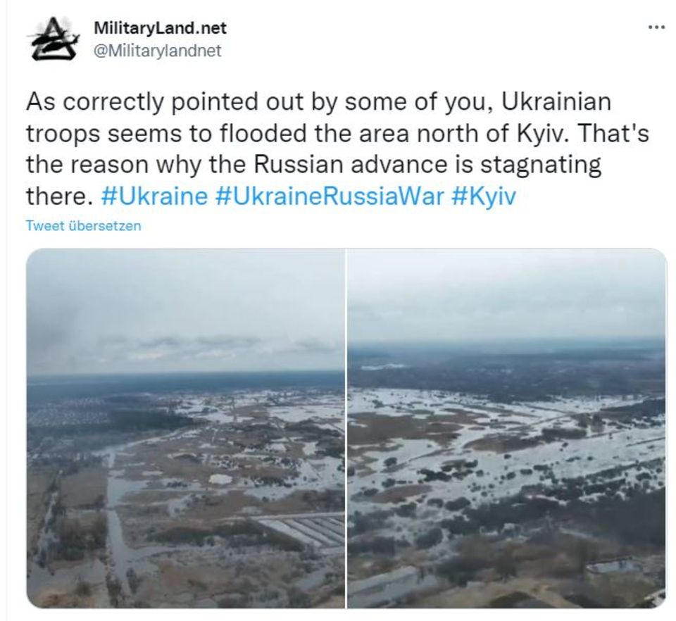 Hydraulische Kriegsführung: Geflutete Felder bei Kiew: Hält die Ukraine den russischen Vorstoß mit Wasserbarrieren auf?
